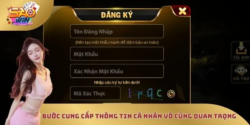 Bước cung cấp thông tin cá nhân vô cùng quan trọng