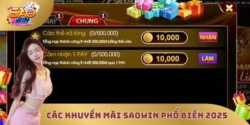 Tổng hợp các khuyến mãi SAOWIN phổ biến 2025